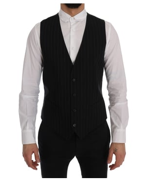 Zwarte Pinstripe Vest Formele Stijl
