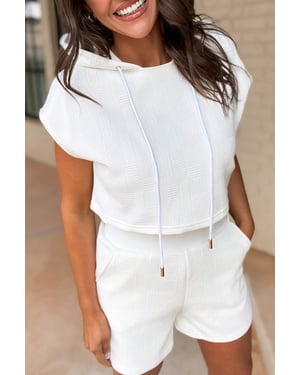 Textured Hoodie Short Set