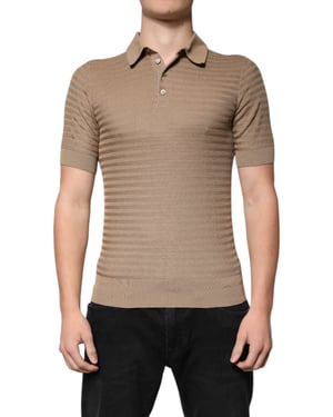Geribbelde Polo Korte Mouwen Gebreid Shirt