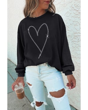 Rhinestone Heart Sweatshirt