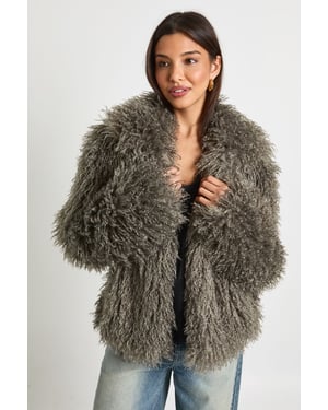 Shaggy Look Faux Fur Jacket