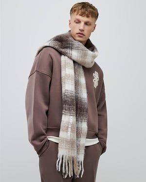 River Island Mens Scarf Brown Brushed Check Luminis
