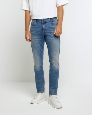 River Island Mens Skinny Jeans Blue Fit Denim Fabric