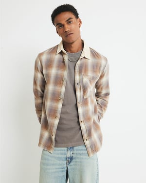 River Island Mens Shirt Cream Regular Fit Check Ame Saint