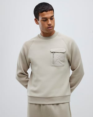 River Island Mens Sweatshirt Beige Slim Fit Nylon