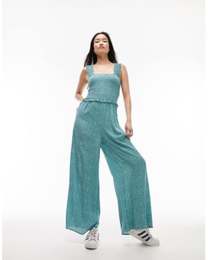Topshop rynkad jumpsuit i blommönster