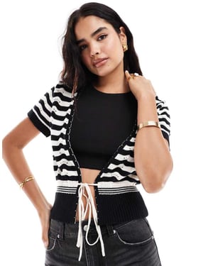 ASOS DESIGN kortärmad kofta i mono pointelle-stickning