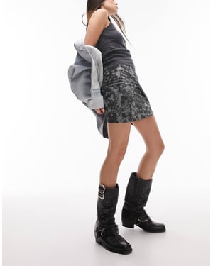Topshop mini kjol med knut framtill i mono