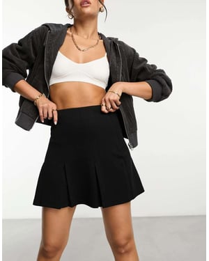 ASOS DESIGN plisserad jersey twill minikjol i svart