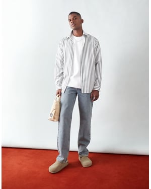 Topman raka jeans i tvättad blekt blå