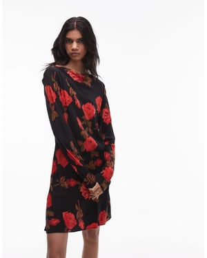 Topshop snedhals bias mini teklänning i rosablommig