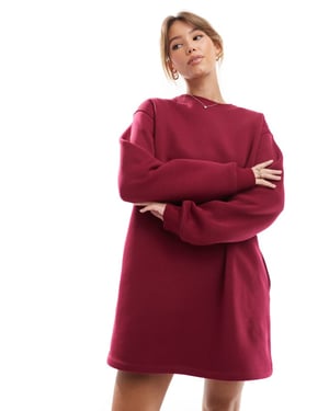 ASOS DESIGN oversized mini sweatshirtklänning i vinröd