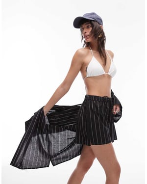 Topshop strandshorts i svart och vitt randig