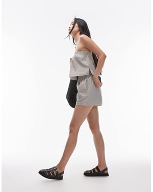 Topshop koord randig bomullsshorts i grönt
