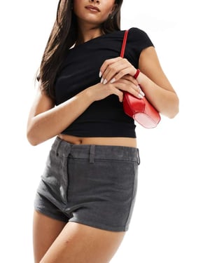 ASOS DESIGN kord mini shorts i grått
