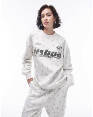 Topshop co ord grafisk ditsy Lisboa oversized sweatshirt i ecru