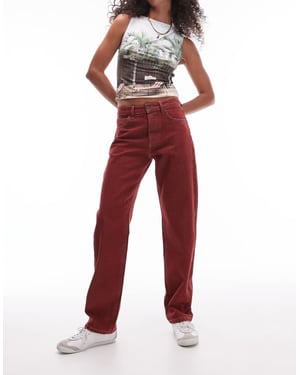 Topshop Runway mid rise rak jeans i röd