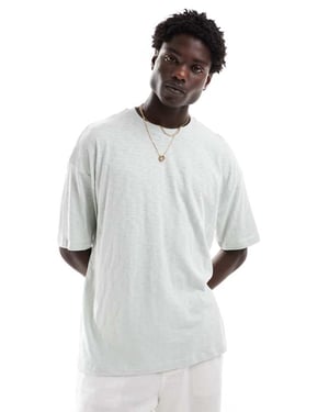 ASOS DESIGN oversized strukturerad t-shirt i tung vikt 220gsm i grå med tryck på ryggen