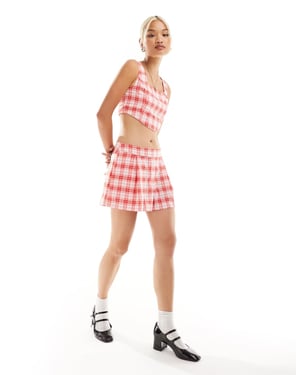 Something New X Chloe Frater kjol co-ord i röd rutigt