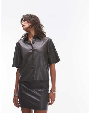 Topshop gråa fusk läder koord mini kjol