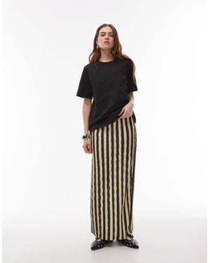 Topshop randig plisserad midaxi kjol i choklad