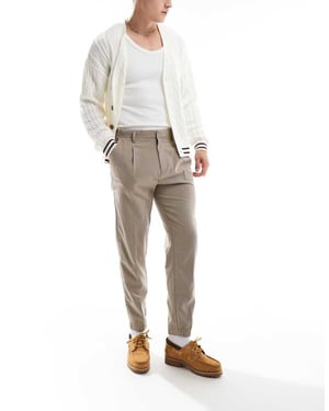ASOS DESIGN tapered smartbyxor med joggermanschett i sten