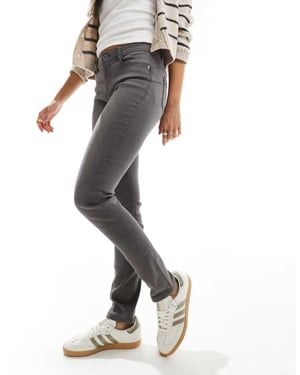 Morgan högmidjade skinnyjeans i gråtvätt