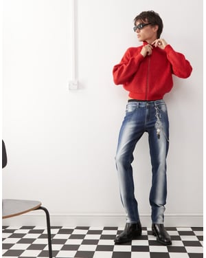 Cheap Monday Sleeze super stretch skinny jeans i blå spray