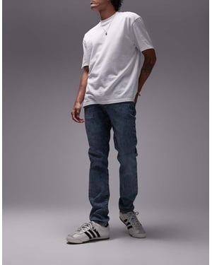 Topman slim jeans i vintage mörk tvättad blå