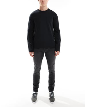 ONLY & SONS skinny fit jeans i tvättad svart