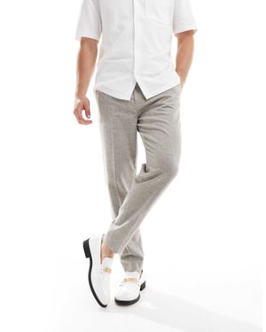 ASOS DESIGN smart tapered fit ullmixbyxor i grått