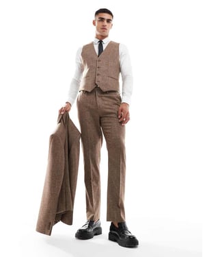 ASOS DESIGN slim ullblandning kostymbyxor i brunt
