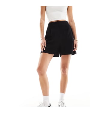 ASOS DESIGN Lång hög midja sömdetalj shorts i linne i svart