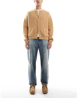 ASOS DESIGN baggy jeans i mellanfärg med slitningar