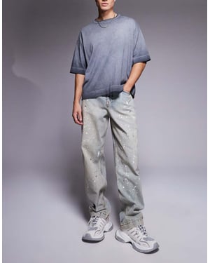 ASOS DESIGN baggy jeans med färg i ljus tvättad blå