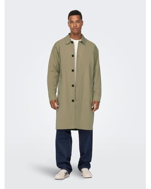 Only & Sons Men's Long Trench Coat