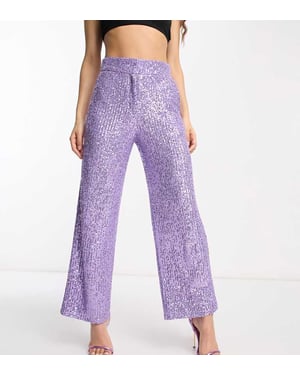 ASOS DESIGN Petite raka paljettanklarbyxor i lila