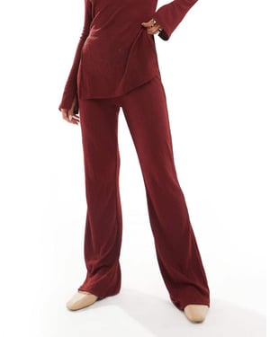 ENBART högmidjade texturerade byxor co-ord i bourgogne