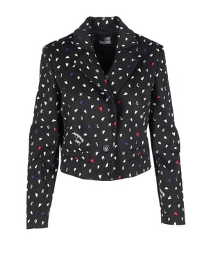 Cropped Hearts Print Blazer