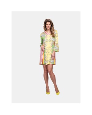 Mucho Gusto Jurk palau geel met groene paisley