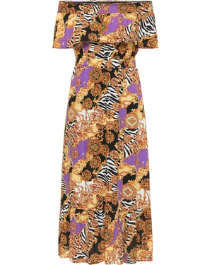 Faina midi-jurk Dames Oranje Veelkleurig