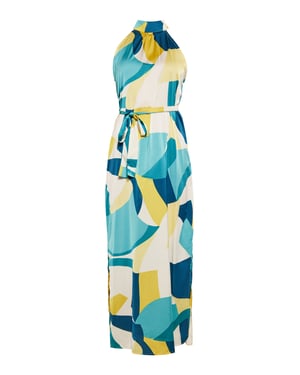 Faina Jurk Dames Blauw Veelkleurig