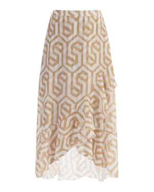 Faina midirok Dames beige wit