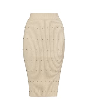 Faina Gebreide rok met strass steentjes Dames lichtbeige