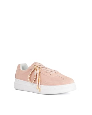 Dune Ladies Elenas - Charm Detail Suede Lace-Up Trainers