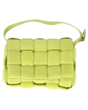 Bottega Veneta Padded Cassette Shoulder Bag in Pastel Green Lamb Leather