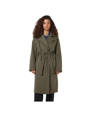 Noisy May Womens Trench Long Coat Classic Lapel Belted Jacket