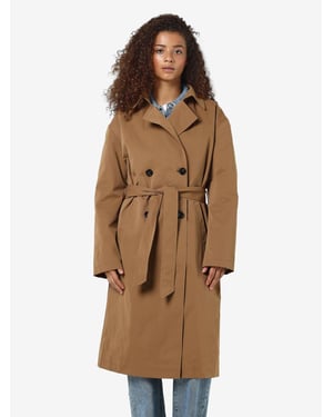 Noisy May Womens Trench Long Coat Classic Lapel Belted Jacket