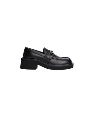 Leather Block Heel Loafers