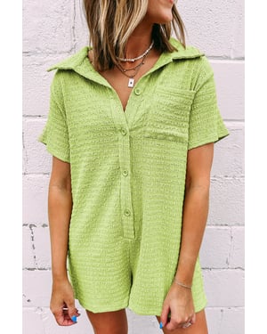 Textured Knit Short Sleeve Jumpsuit